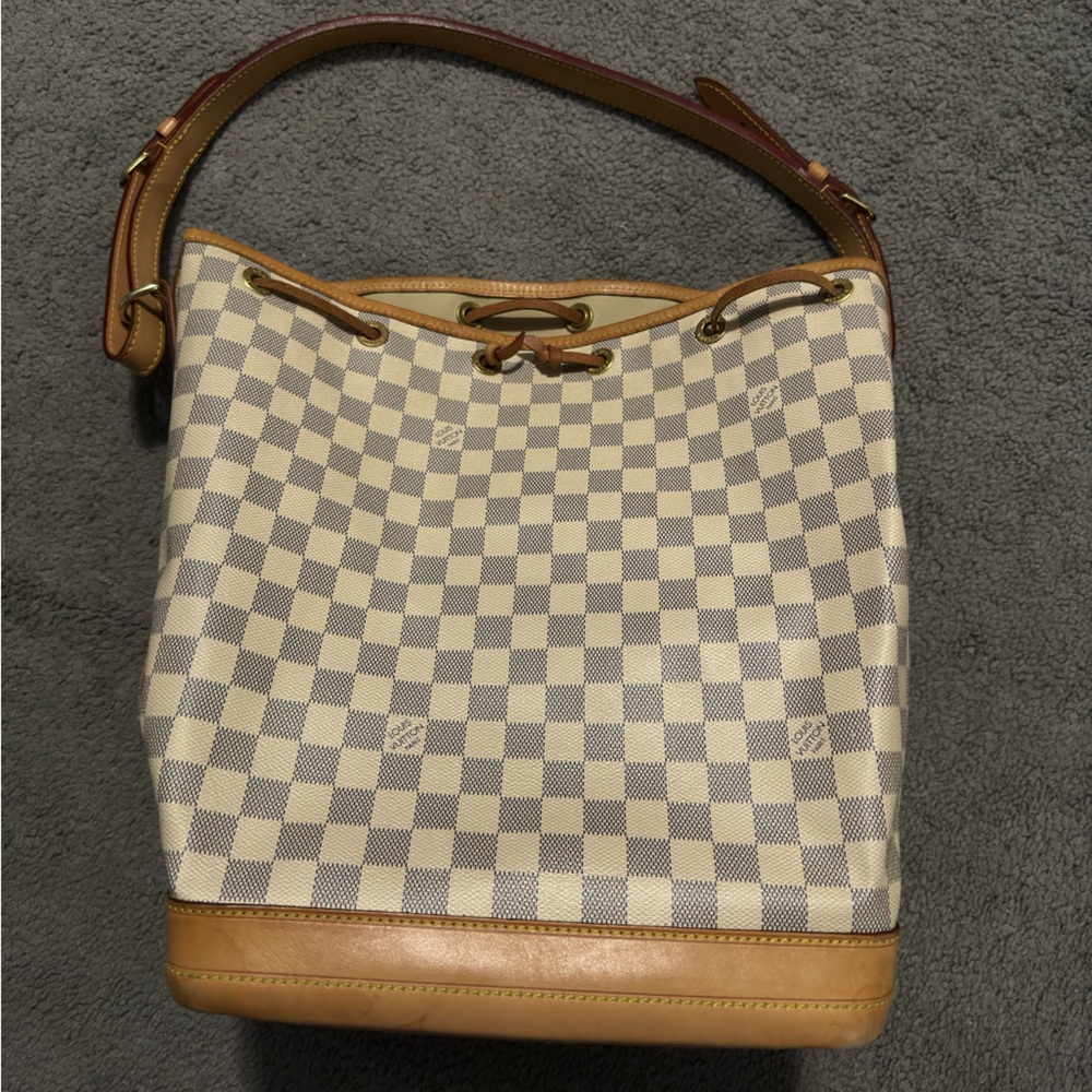 Louis Vuitton Damier Azur Beige Canvas and Brown Leather Shoulder Bag - Picture 3 of 16